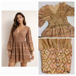 Bohemian V-Neck Long Sleeve Dress